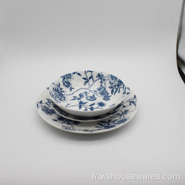 Ensembles de dîner en porcelaine blanche de vigne bleue